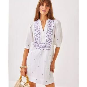 Lilly Pulitzer NWT-Maleigh Dress Water Hyacinth Embroidery Size 16